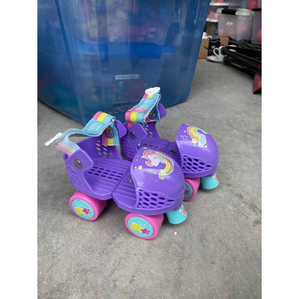 SULIFEEL Rainbow Unicorn Kids Roller Skates Adjustable Purple